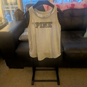 Gray Tank Top with Pink Logo